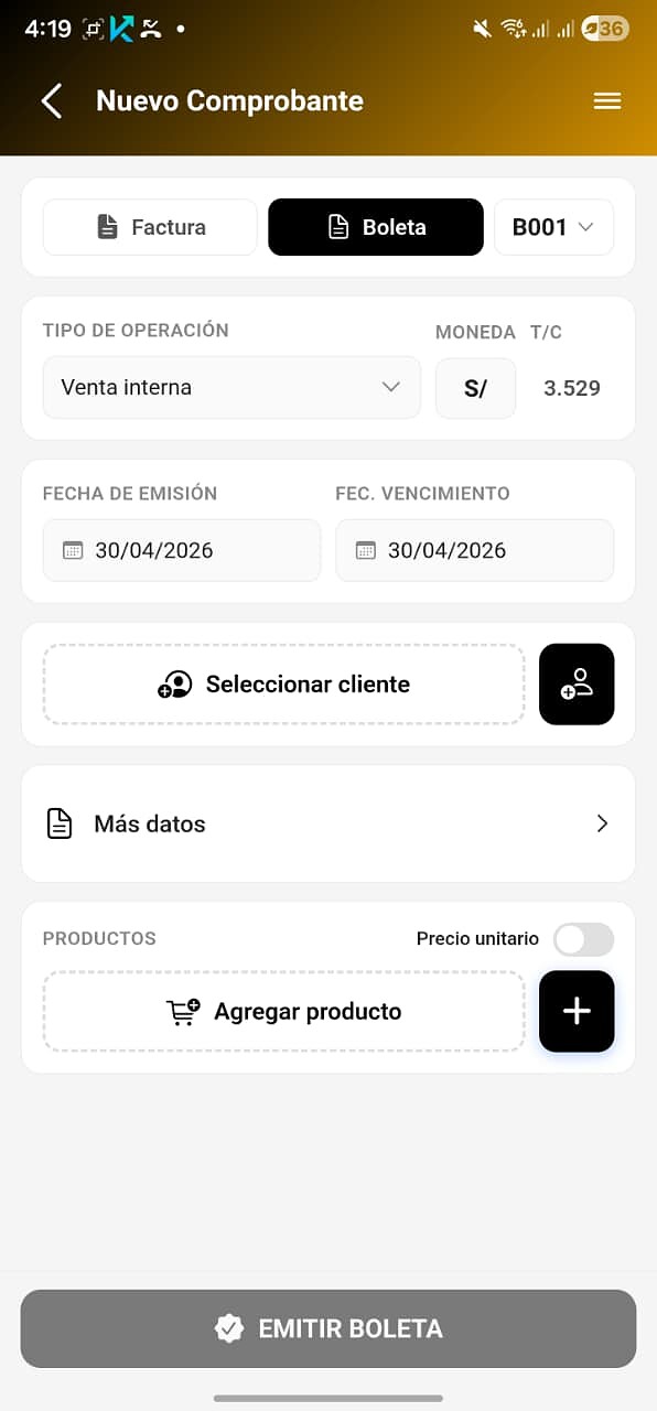 SIFE App nuevo comprobante